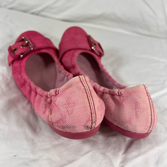 LOUIS VUITTON Pink Denim Elastic Sunburst Flats Women's Marked as 36.5 EU 6.5US - Picture 11 of 11